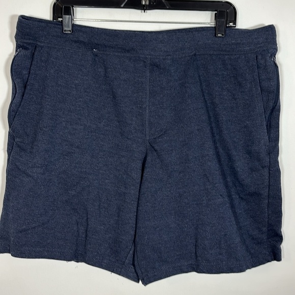 Eddie Bauer Lounge Sweat Short XL Blue Comfort Pull On Drawstring Zip Pockets - Picture 1 of 8